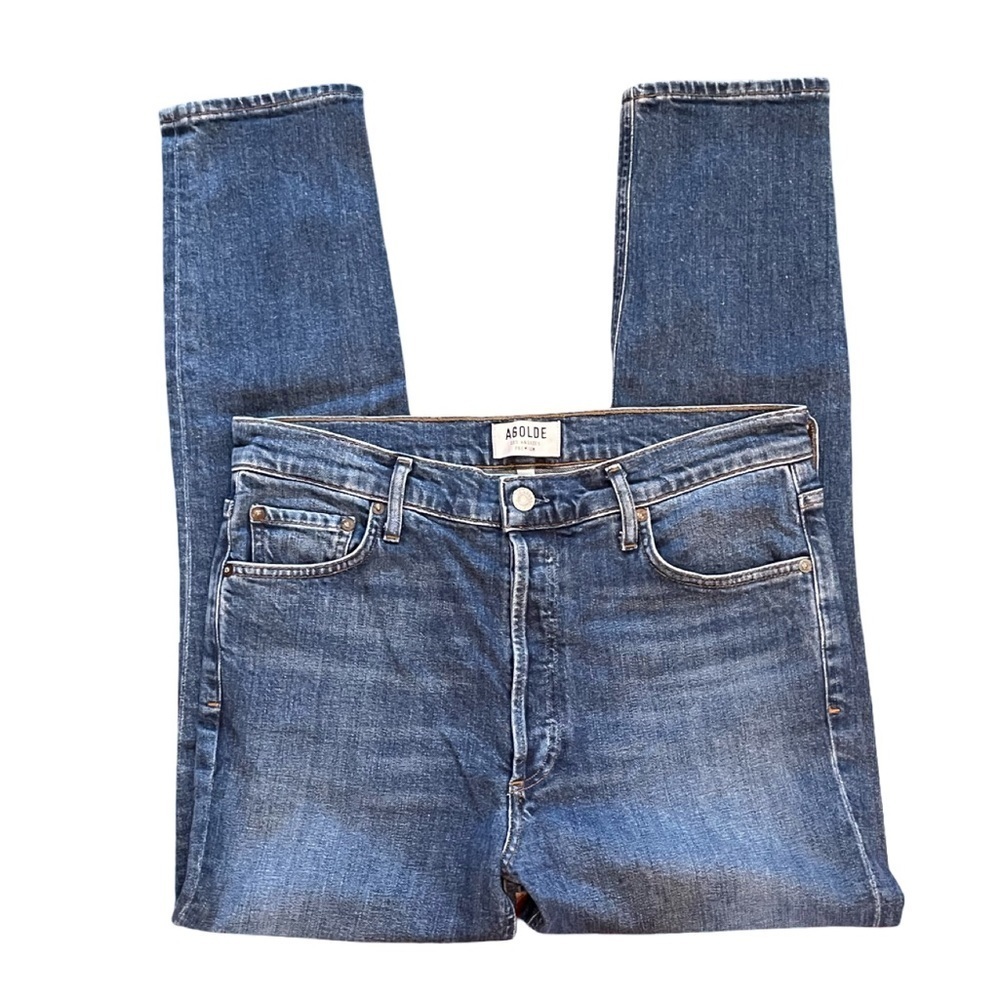 AGOLDE Nico Skinny Jeans High Rise Ankle Crop Medium Blue Denim Size 30 - Picture 4 of 10